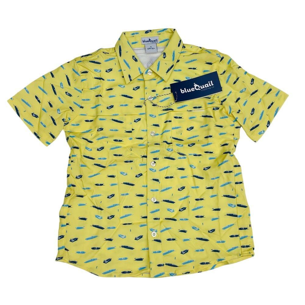 NWT Blue Quail Size 8 Speedboats Button Up Shirt